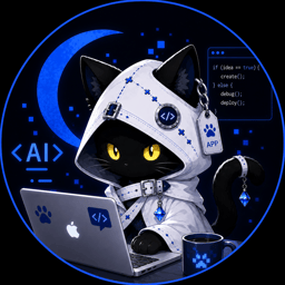 白いフードの黒猫